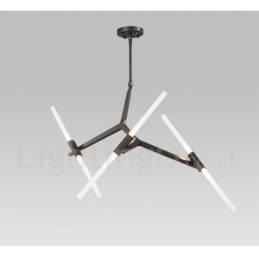 Lustre moderno contemporâneo de 6 luzes e 2 níveis (preto dourado)