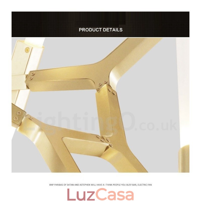 Lustre moderno contemporâneo de 6 luzes e 2 níveis (preto dourado)