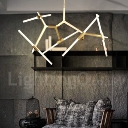 Lustre moderno contemporâneo de 10 luzes (preto dourado)