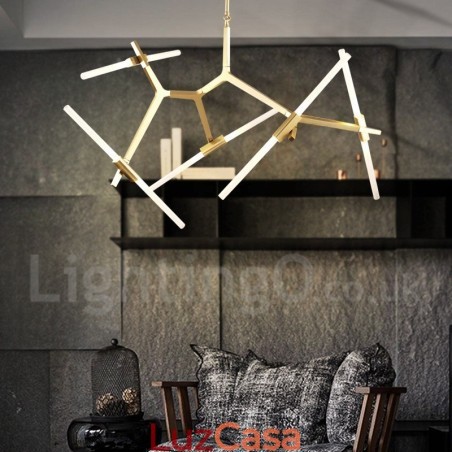 Lustre moderno contemporâneo de 10 luzes (preto dourado)