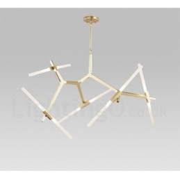 Lustre moderno contemporâneo de 10 luzes (preto dourado)