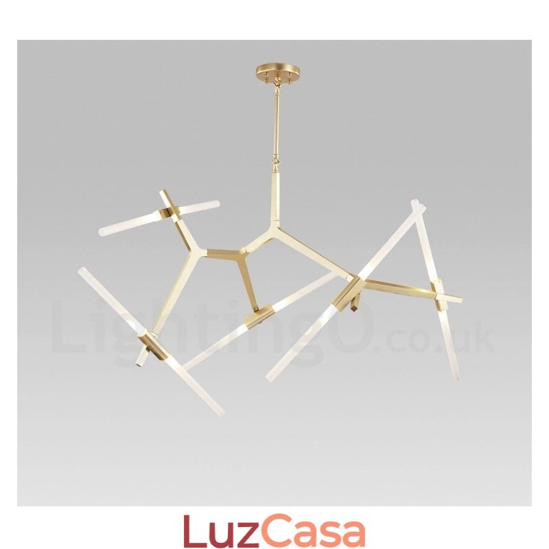 Lustre moderno contemporâneo de 10 luzes (preto dourado)