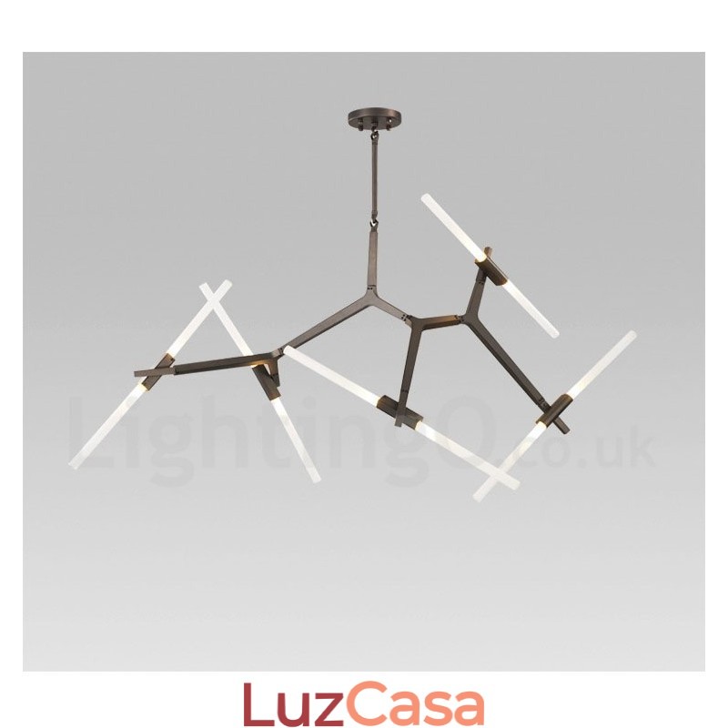 Lustre moderno contemporâneo de 10 luzes (preto dourado)