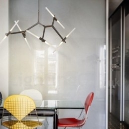 Lustre moderno contemporâneo de 10 luzes (preto dourado)