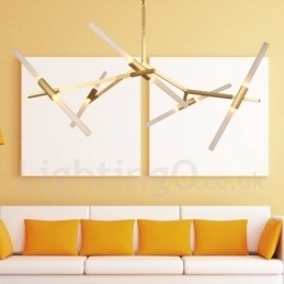 Lustre moderno contemporâneo de 10 luzes (preto dourado)