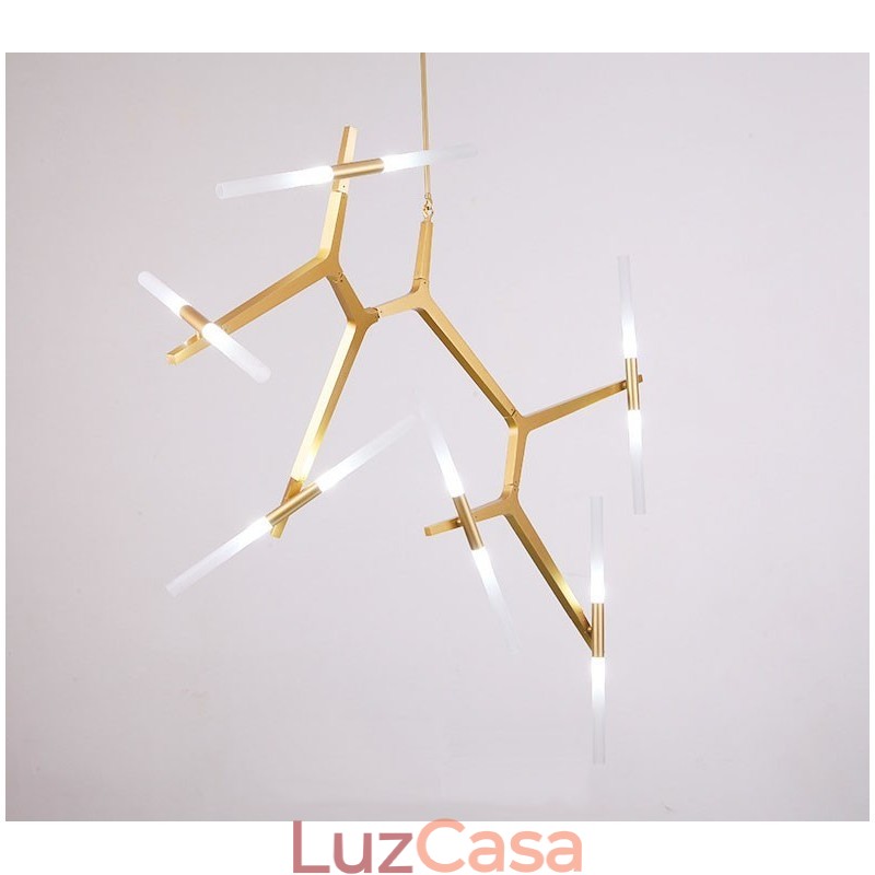 Lustre moderno contemporâneo de 12 luzes (preto dourado)