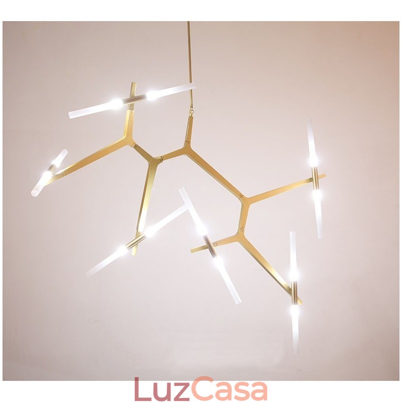 Lustre moderno contemporâneo de 12 luzes (preto dourado)