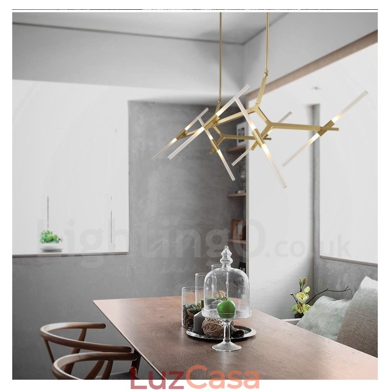 Lustre moderno contemporâneo de 12 luzes (preto dourado)