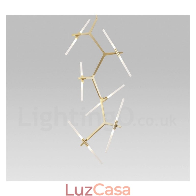 Lustre moderno contemporâneo de 12 luzes (preto dourado)