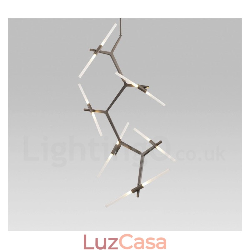 Lustre moderno contemporâneo de 12 luzes (preto dourado)
