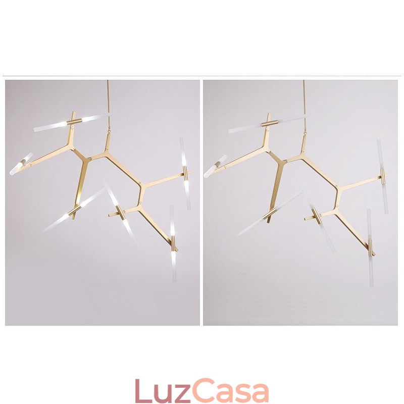 Lustre moderno contemporâneo de 12 luzes (preto dourado)