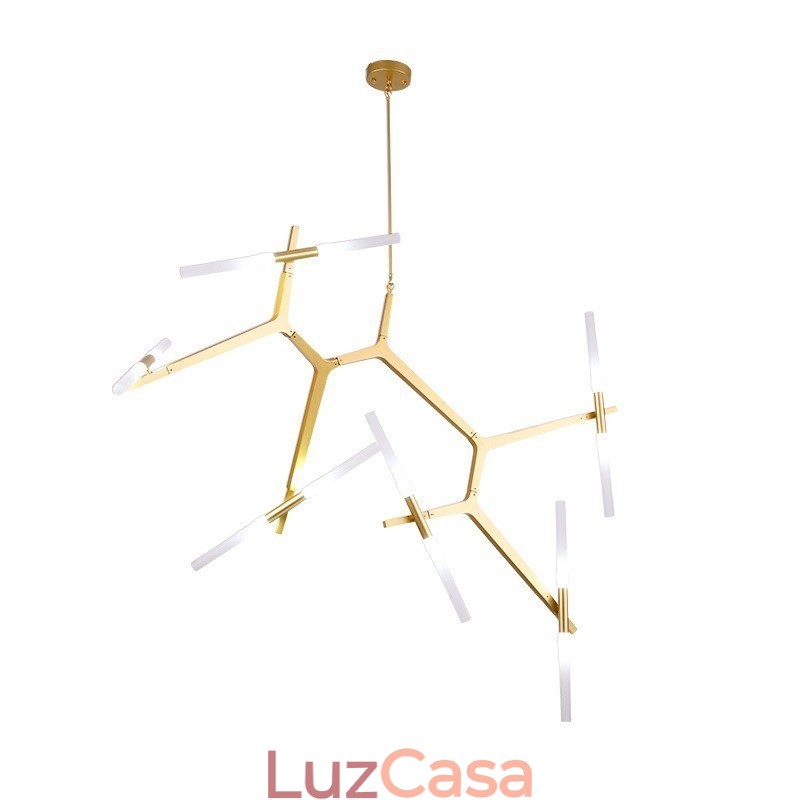 Lustre moderno contemporâneo de 12 luzes (preto dourado)