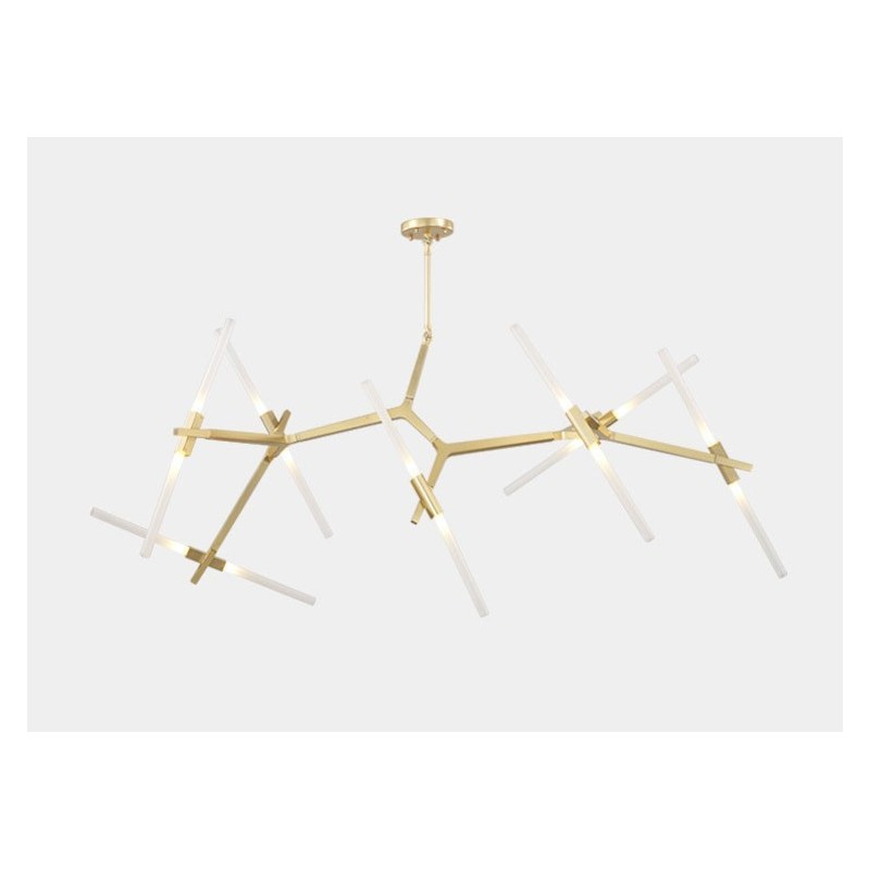 Lustre moderno contemporâneo de 14 luzes (preto dourado)