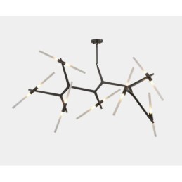 Lustre moderno contemporâneo de 14 luzes (preto dourado)