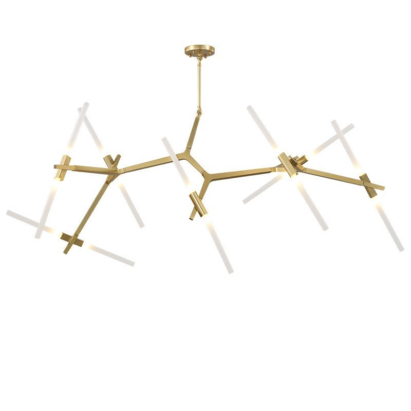 Lustre moderno contemporâneo de 14 luzes (preto dourado)