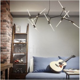 Lustre moderno contemporâneo de 14 luzes (preto dourado)