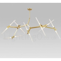Lustre moderno contemporâneo de 14 luzes (preto dourado)