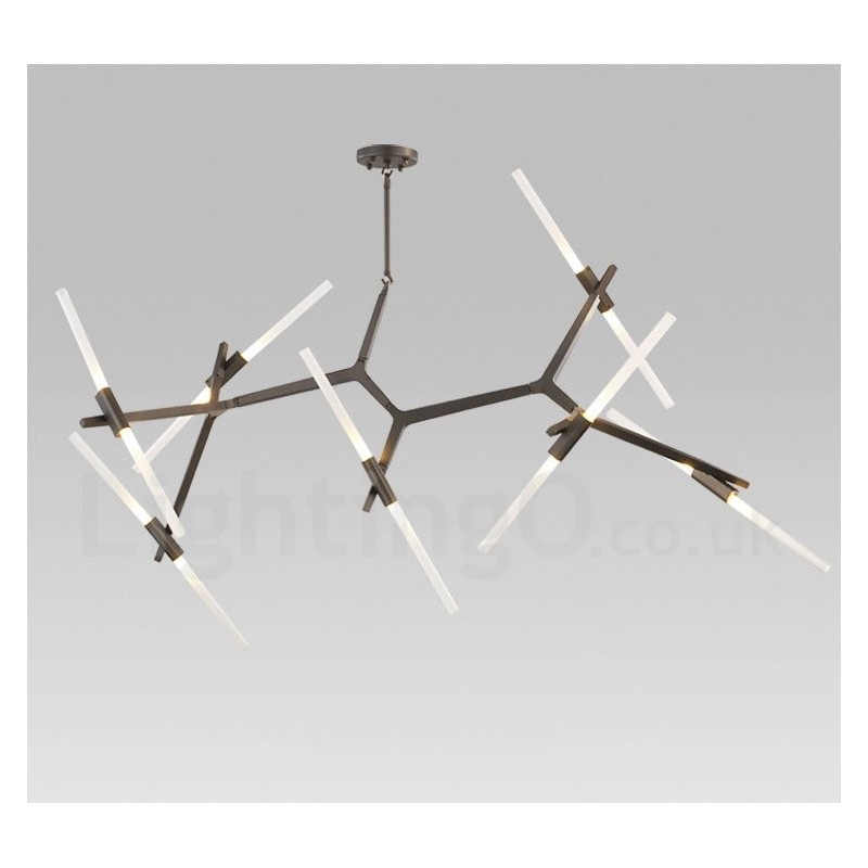 Lustre moderno contemporâneo de 14 luzes (preto dourado)