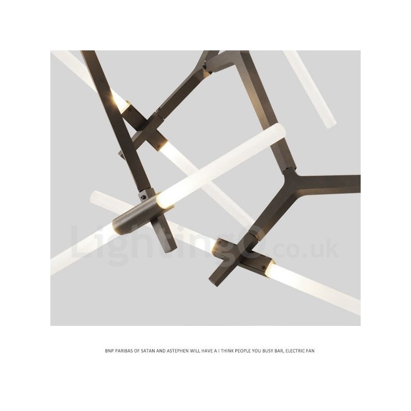 Lustre moderno contemporâneo de 14 luzes (preto dourado)