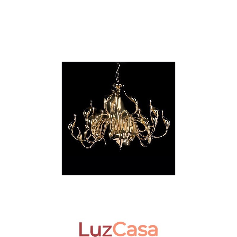 Lustre moderno 24 luzes G4 banhado a ouro