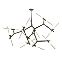 Lustre moderno contemporâneo de 20 luzes (preto dourado)