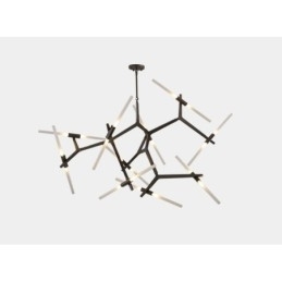 Lustre moderno contemporâneo de 20 luzes (preto dourado)