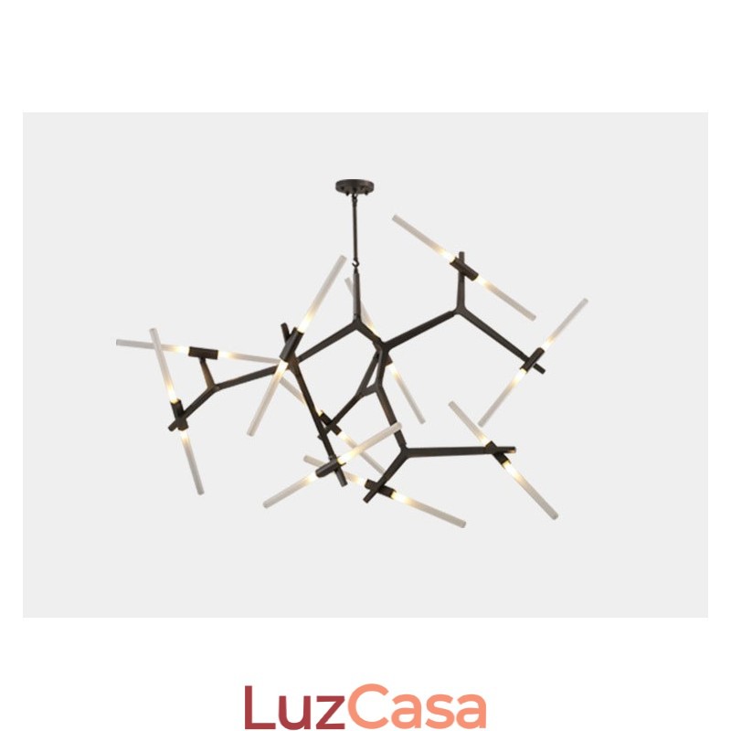 Lustre moderno contemporâneo de 20 luzes (preto dourado)