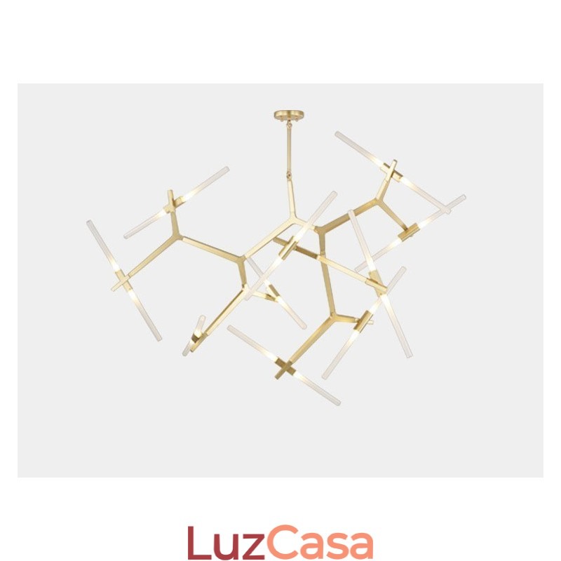 Lustre moderno contemporâneo de 20 luzes (preto dourado)