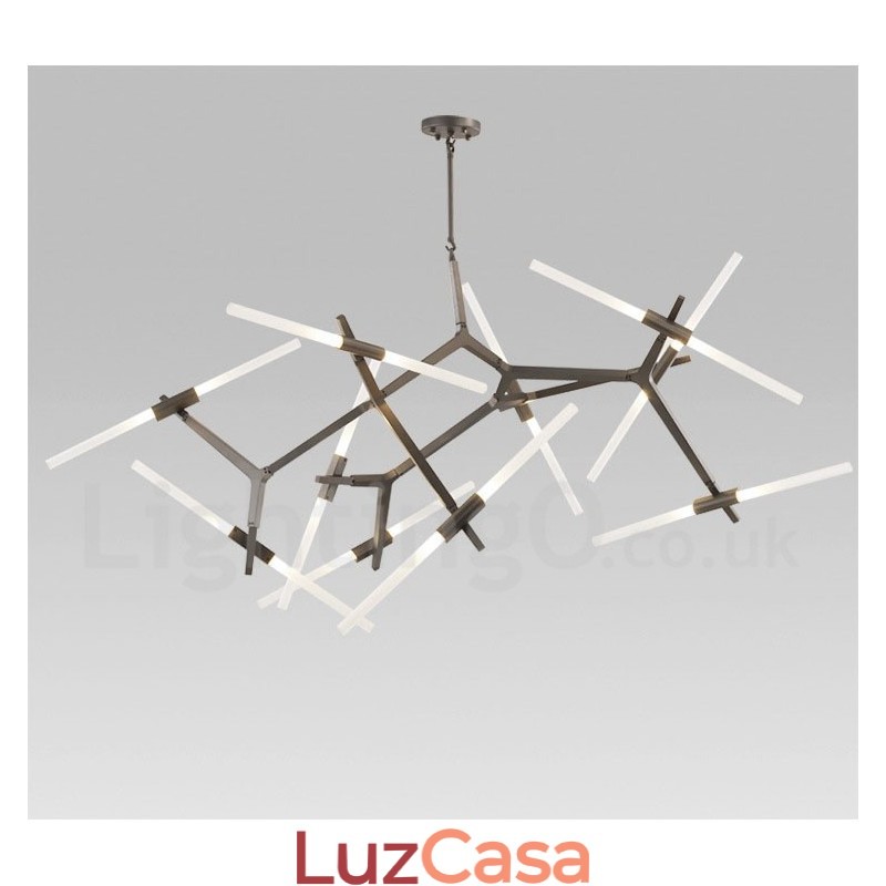 Lustre moderno contemporâneo de 20 luzes (preto dourado)