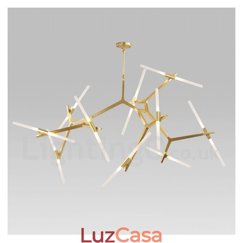 Lustre moderno contemporâneo de 20 luzes (preto dourado)