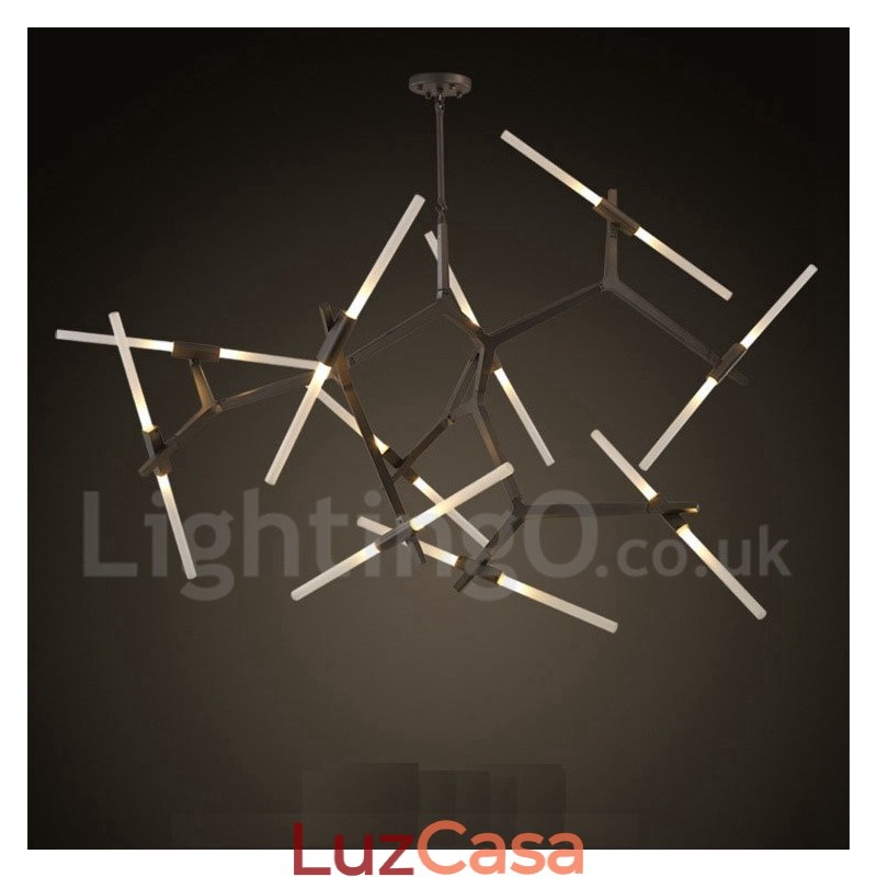 Lustre moderno contemporâneo de 20 luzes (preto dourado)