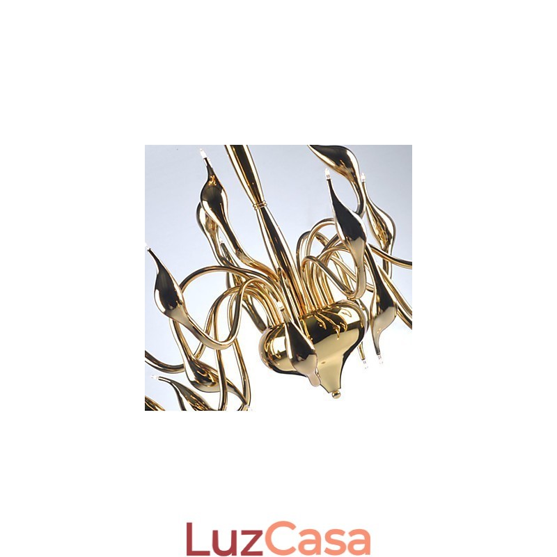 Lustre moderno 24 luzes G4 banhado a ouro