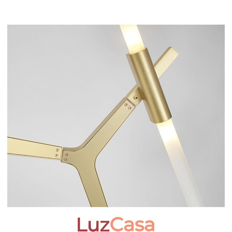 Lustre moderno contemporâneo de 20 luzes (preto dourado)