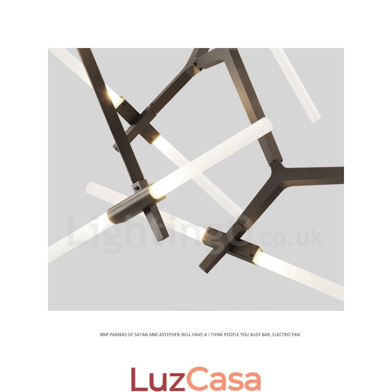Lustre moderno contemporâneo de 20 luzes (preto dourado)