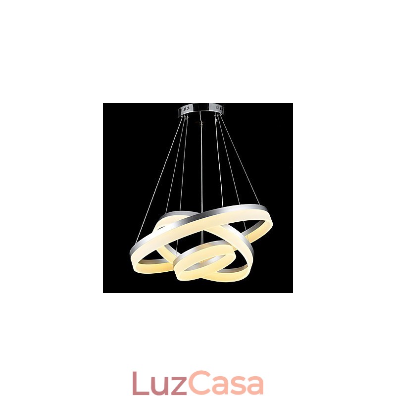 Luminária pendente redonda moderna, luminárias de acrílico, luminárias de teto luxuosas com três anéis