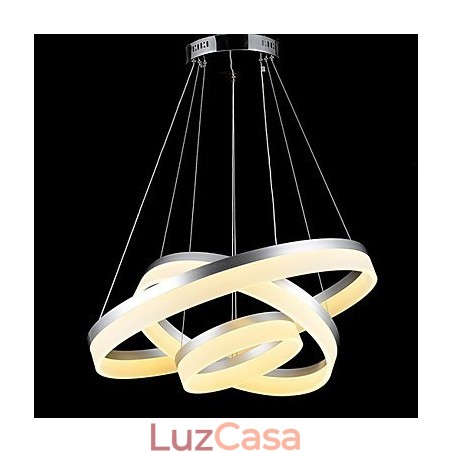 Luminária pendente redonda moderna, luminárias de acrílico, luminárias de teto luxuosas com três anéis Luminária pendente redonda moderna, luminárias de acrílico, luminárias de teto luxuosas com três anéis