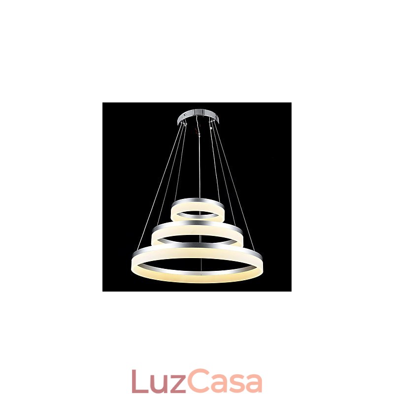Luminária pendente redonda moderna, luminárias de acrílico, luminárias de teto luxuosas com três anéis