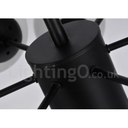 Lustre de metal preto de 12 luzes e 2 níveis com cúpula de vidro estilo contemporâneo moderno