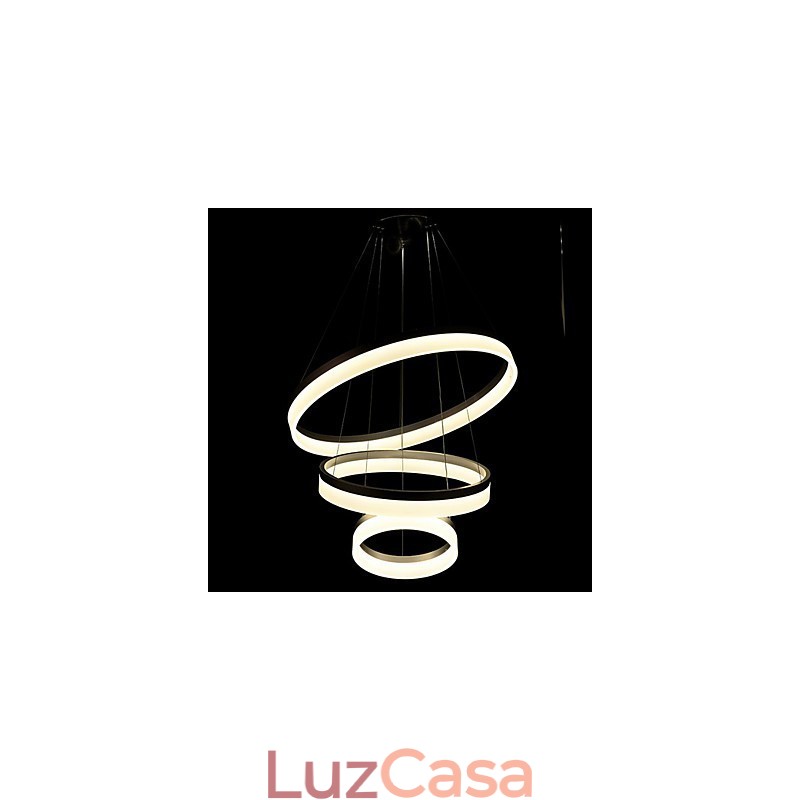 Luminária pendente redonda moderna, luminárias de acrílico, luminárias de teto luxuosas com três anéis