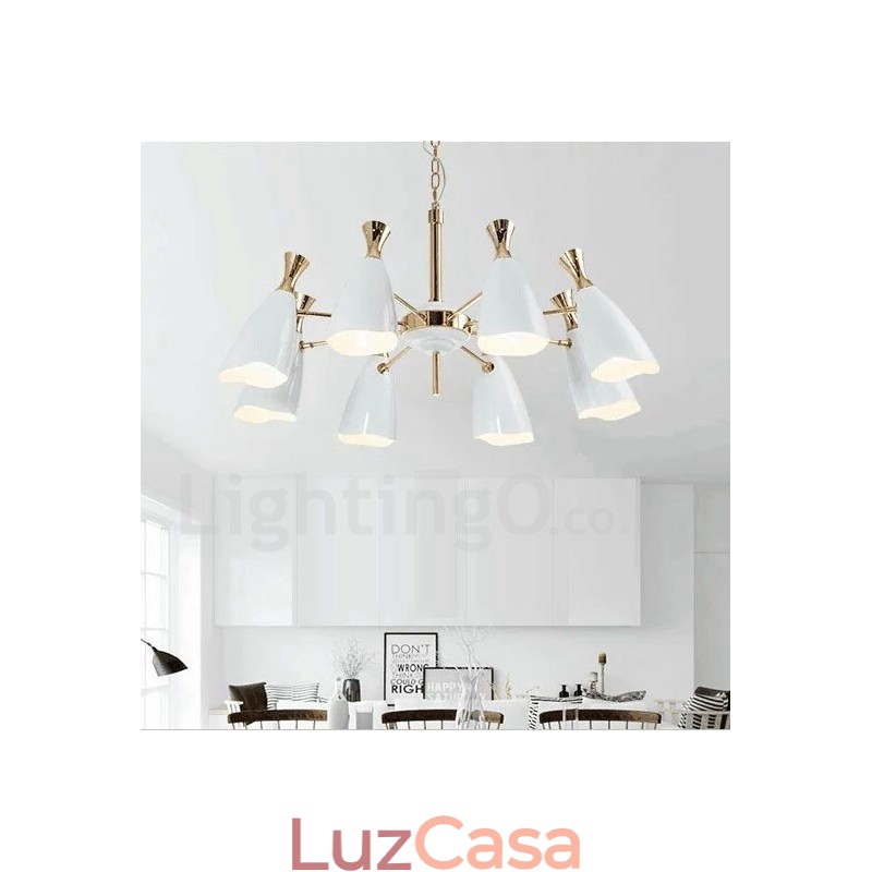Lustre moderno estilo contemporâneo com 8 luzes