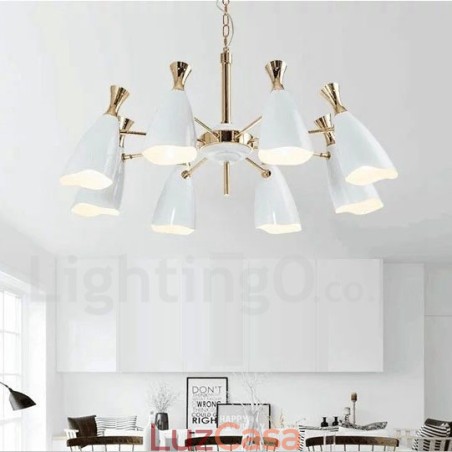 Lustre moderno estilo contemporâneo com 8 luzes Lustre moderno estilo contemporâneo com 8 luzes