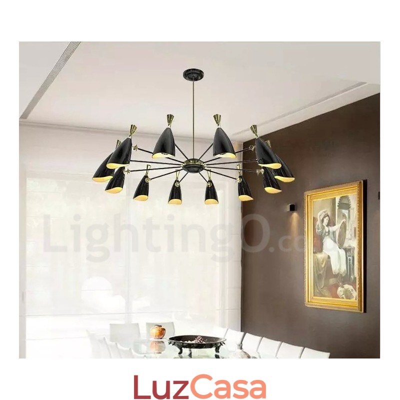 Lustre de 12 luzes estilo contemporâneo moderno