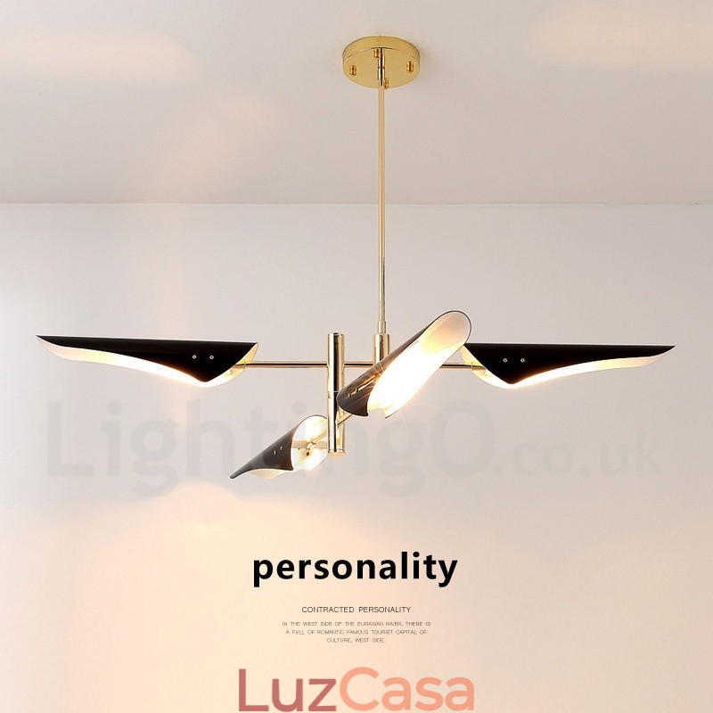 Lustre moderno contemporâneo de 2 níveis e 4 luzes
