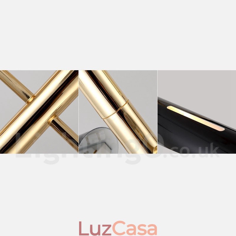 Lustre moderno contemporâneo de 2 níveis e 4 luzes