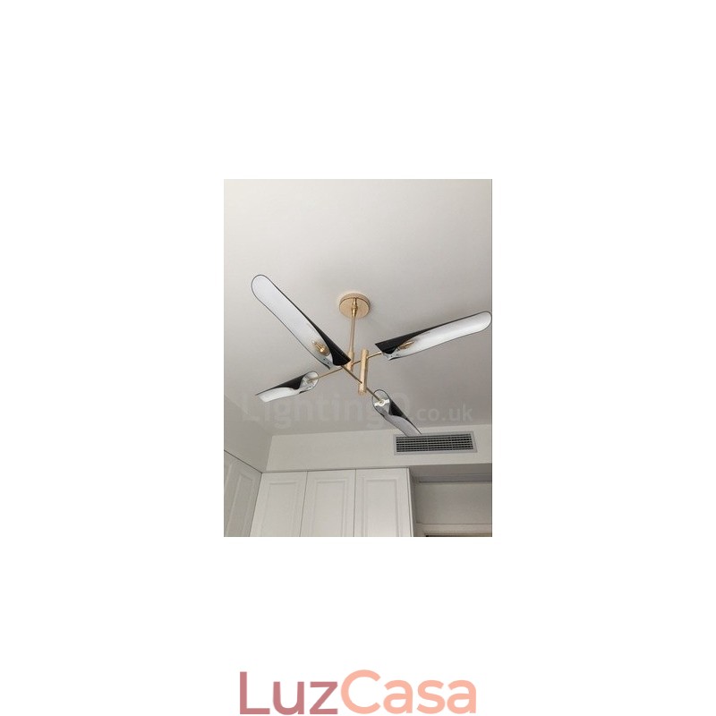 Lustre moderno contemporâneo de 2 níveis e 4 luzes
