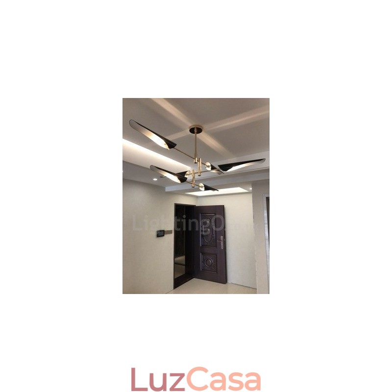 Lustre moderno contemporâneo de 3 níveis e 6 luzes