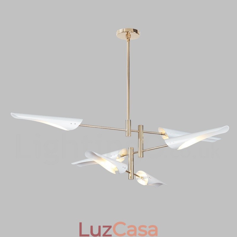 Lustre moderno contemporâneo de 3 níveis e 6 luzes
