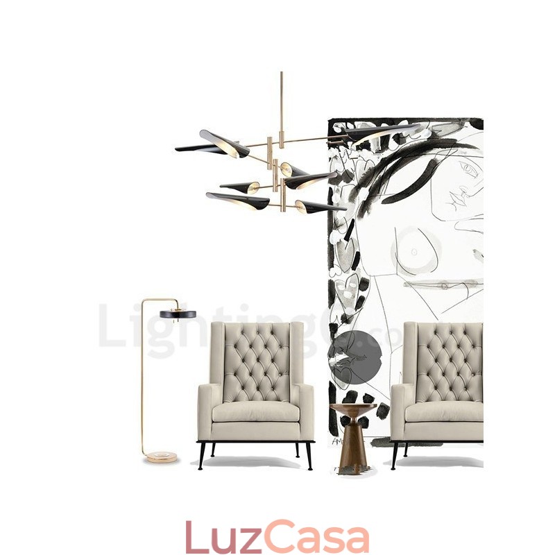 Lustre moderno contemporâneo de 4 níveis e 8 luzes