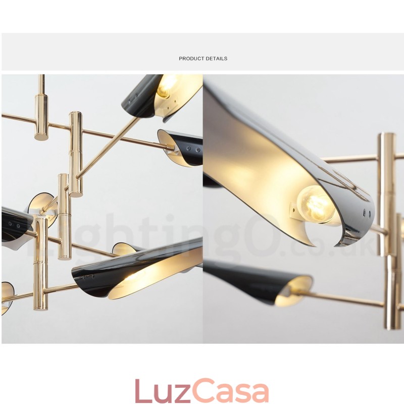Lustre moderno contemporâneo de 4 níveis e 8 luzes