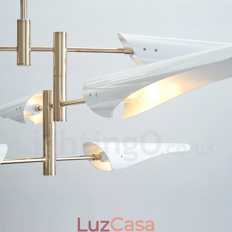 Lustre moderno contemporâneo de 4 níveis e 8 luzes